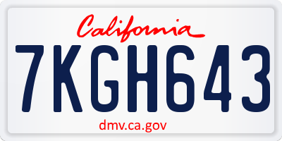 CA license plate 7KGH643