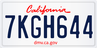 CA license plate 7KGH644