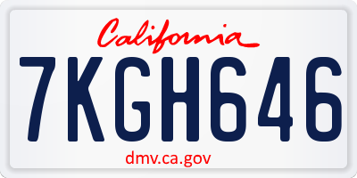 CA license plate 7KGH646