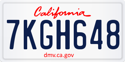 CA license plate 7KGH648