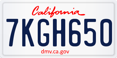 CA license plate 7KGH650