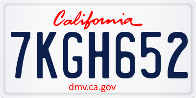 CA license plate 7KGH652