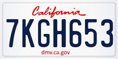 CA license plate 7KGH653