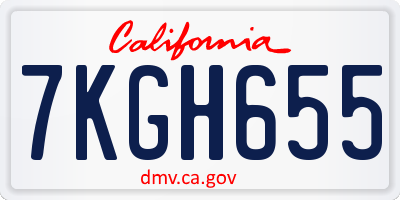 CA license plate 7KGH655