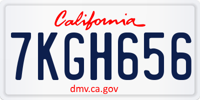CA license plate 7KGH656