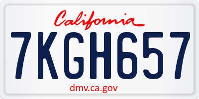 CA license plate 7KGH657