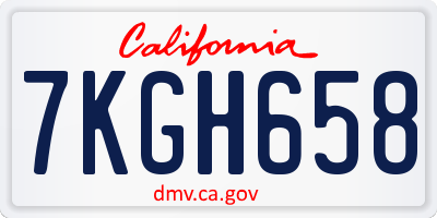CA license plate 7KGH658