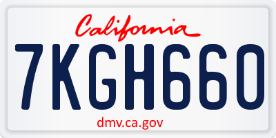CA license plate 7KGH660