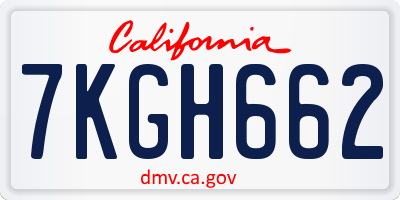 CA license plate 7KGH662