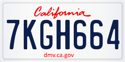 CA license plate 7KGH664
