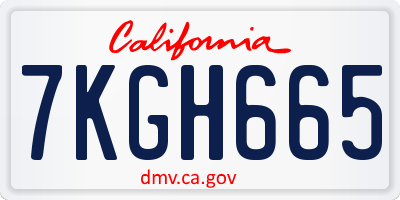 CA license plate 7KGH665