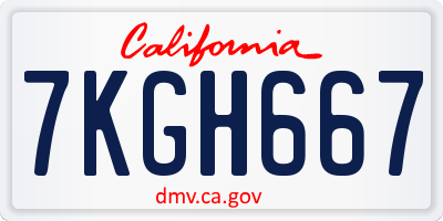 CA license plate 7KGH667