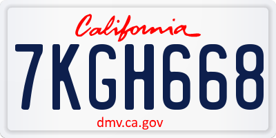 CA license plate 7KGH668