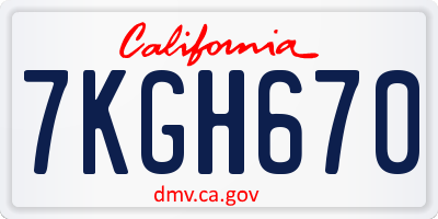 CA license plate 7KGH670