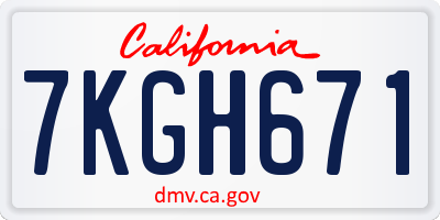 CA license plate 7KGH671