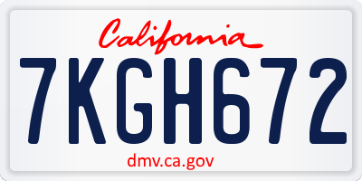 CA license plate 7KGH672