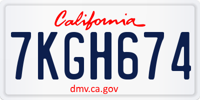 CA license plate 7KGH674