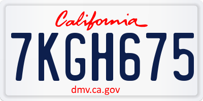 CA license plate 7KGH675