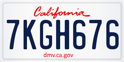 CA license plate 7KGH676
