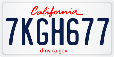 CA license plate 7KGH677