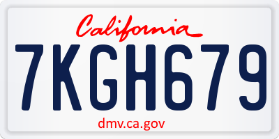 CA license plate 7KGH679