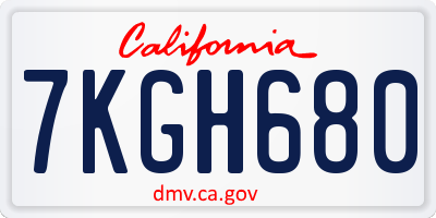 CA license plate 7KGH680