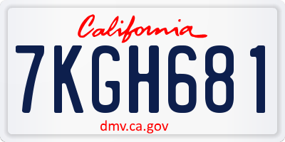 CA license plate 7KGH681