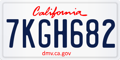 CA license plate 7KGH682