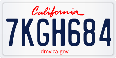 CA license plate 7KGH684