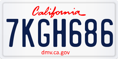 CA license plate 7KGH686