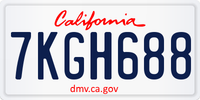 CA license plate 7KGH688