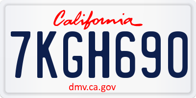 CA license plate 7KGH690