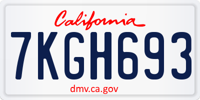 CA license plate 7KGH693