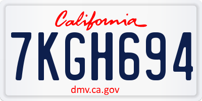 CA license plate 7KGH694