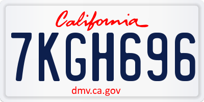 CA license plate 7KGH696