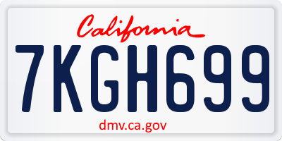 CA license plate 7KGH699