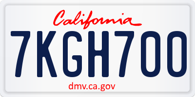CA license plate 7KGH700
