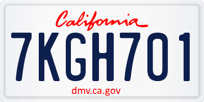 CA license plate 7KGH701