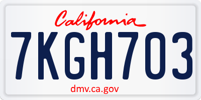 CA license plate 7KGH703