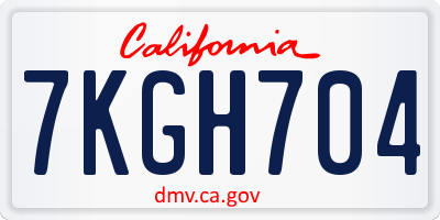 CA license plate 7KGH704