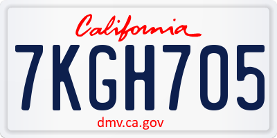 CA license plate 7KGH705