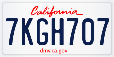 CA license plate 7KGH707