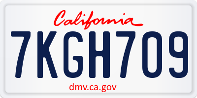 CA license plate 7KGH709