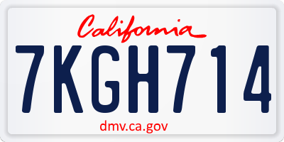 CA license plate 7KGH714
