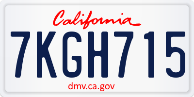 CA license plate 7KGH715