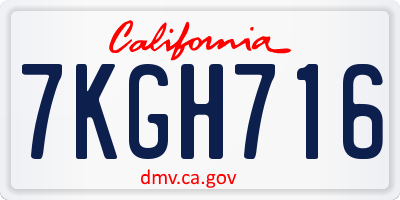 CA license plate 7KGH716