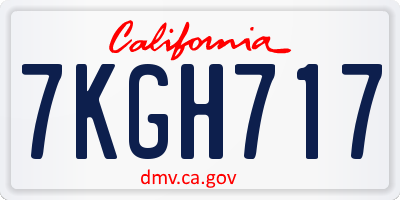 CA license plate 7KGH717