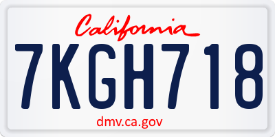CA license plate 7KGH718