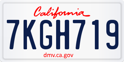 CA license plate 7KGH719