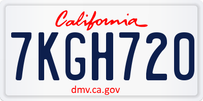 CA license plate 7KGH720